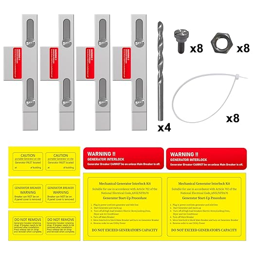 4 Set Generator Interlock Kit Compatible with Eaton Cutler Hammer 100 Amp and 125 Amp Panels Breaker,for Safe Usage of Portable Power During Outage,Professional and Interlock Kit (4)