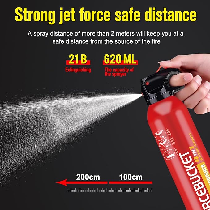 Portable Fire Extinguisher Spray With Bracket Can Prevent Re-Ignition,Best Suitable for Home, Kitchen, Car | For Electric, Textile and Grease Fires | Non-Toxic, Easy Clean