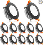 2 Inch LED Downlight, Recessed Lighting Dimmable Ceiling Light, 3W, 4000K Natural White, CRI80 with LED Driver(35W Halogen Equivalent), Black 12 Pack