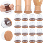 Ezprotekt 24 Pcs Extra Large Chair Leg Protectors with Felt, Round Chair Leg Caps, Floor Protectors for Chairs, Felt Furniture Pads Covers, Bar Stools Leg Protectors Cups (XL Fit: 1.4"-1.65", Clear)