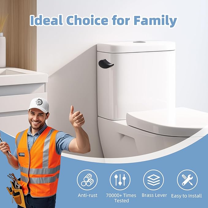 Hibbent Toilet Handle Tank Flush Lever Replacement Compatible with TOTOTHU004-CP Trip Lvr for ST701, CST854, Side Mount Toilet Flush Handle, Toilet Trip Lever, Matte Black