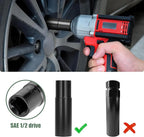 7 Spline Lug Nuts Key Socket, 1/2 Inch Drive Impact Square Tool - Quickly Remove M14x1.5, M14x2.0 and 9/16 Wheel Lug Nuts | 1 Pc (Black)