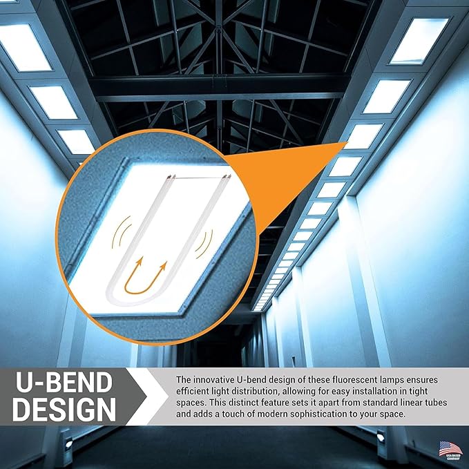 Diodesy- U-Bend T8 Fluorescent Tube Light Bulb 32W 3000 Lumens 6500K Daylight G13 Miniature Bi-Pin Base Rohs Compliant Pack of 12- U Shaped Linear Replacement Lamp