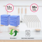 kimteny Kitchen Cloth Dish Towels, 13x28 Inches Premium Dishcloths, Super Absorbent Coral Velvet Microfiber Cleaning Cloths, Fast Drying Rags for Washing Dishes (13x28-12 Pack, Blue)