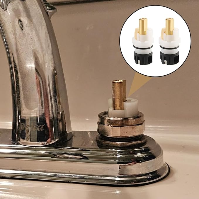 2 Pack RP25513 Faucet Stem Replacement for Delta Two Handle Faucet Repair Kit, Premium Faucet Cartridge Parts with RP4993 Rubber Seat and Spring