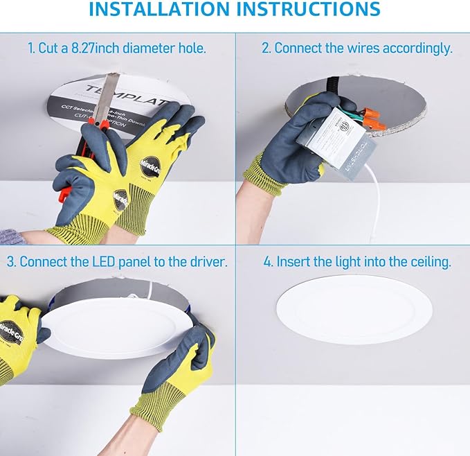 TORCHSTAR Basic Series 12-Pack 8 Inch Ultra-Thin LED Recessed Lighting with Junction Box, CRI90, Aluminum, 5000K Daylight, 5%-100% Dimmable Slim Recessed Downlight, 18W 1500LM, ETL and Energy Star