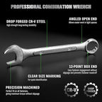 30-Piece Combination Wrench Set, Metric (6mm-24mm) & SAE (1''-1/4"), Standard Spanner Wrench Set, Mechanic Tool Sets with Rolling Pouch, Open End Wrenches for Household, Garage, Workshop, Auto Repairs