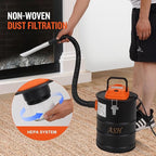 Ash Vacuum Cleaner -4 Gallon Fireplace Ash Vac with 800w Powerful Hose Non-Woven Dust Separator | Dry Stove Vacuum for Fireplaces Pellet Grill Wood Stove Fire Pits Orange