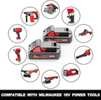 2 Packs 5.0Ah 18V Extended Capacity Battery Replacement for Milwaukee M18 Battery Lithium lon 48-11-1850,48-11-1852, Compatible with Milwaukee M18 Cordless Power Tools