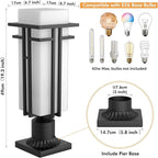 Outdoor Post Light Fixture - Aluminum Lamp Posts Outdoor Lighting, Outdoor Lightpost Lantern with 3-Inch Pier Mount Base Outside Pole Lighting for Porch Garnden (19.3''H, 1 pc)