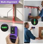 SUNMAY Stud Finder Wall Scanner - 7 in 1 Stud Detector Center Finder for Wood Metal AC Wire Joist Pipe Detection, Electronic Stud Sensor with Laser Level, LCD Display, Bubble Level & Ruler