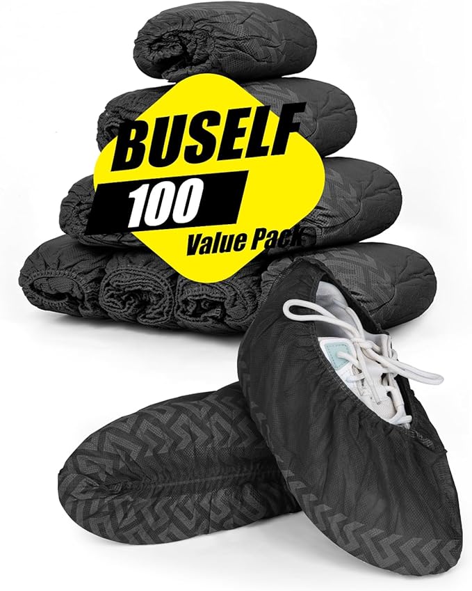 100 Count Shoe Covers Disposable Non-Slip, Premium Cloth Boot Covers, Slip-resistant, Durable, Breathable, Non-toxic, Recyclable