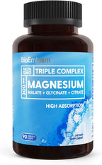BioEmblem Triple Magnesium Complex | 300mg of Magnesium Glycinate, Malate, & Citrate for Muscles, Nerves, & Energy | High Absorption | Vegan, Non-GMO | 90 Capsules