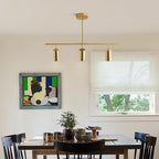 KCO Lighting Linear Pendant Light Ceiling Track Spotlight Gold 3-Light with Rods Adjustable Hanging Lighting Fixture for Dining Room Kitchen