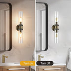 2 Light Bathroom Vanity Light Brushed Bronze, Bathroom Light Fixtures Side Mirror,Hallway Vanity Lights Fixtures, Modern Wall Lamp for Bedroom with Glass Shade