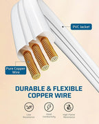 DEWENWILS 6FT 360° Rotating Flat Plug Extension Cord/Wire, 16AWG Multi 3 Outlet Extension Cord, 3 Prong Grounded Wire for Small Appliances, 2 Pack, White