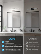 L LOHAS LED 23.6-Inch Bathroom Vanity Light Bar Over Mirror, Brushed Nickel Modern Bathroom Light Fixtures, 3CCT Adjustable LED Vanity Lights for Living Room Wall