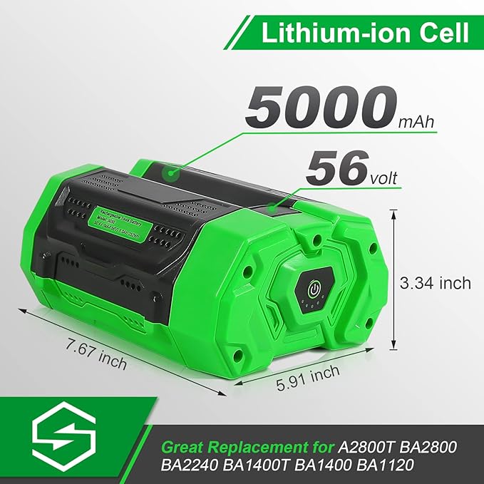 5000mAh Replacement EGO Battery 56V,Compatible with EGO 56Volt Lithium Batteries BA5600T BA4200T BA3360T BA2800T & EGO Power+ Cordless Tools