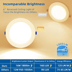 8 Pack 16W 1800lm Recessed Lighting 6 inch, Ultra-Thin Can Lights with Junction Box, Retrofit Recessed Lights, Dimmable, Canless Wafer Downlight - ETL & Energy Star-Warm White