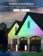 Permanent Outdoor Lights 100ft,RGBW Eaves Light with 72 LED Lights,111+ Scenes Modes Outdoor Lighting, Waterproof Permanent Light for Daily Holiday Halloween Decorations, Compatible with Alexa,White