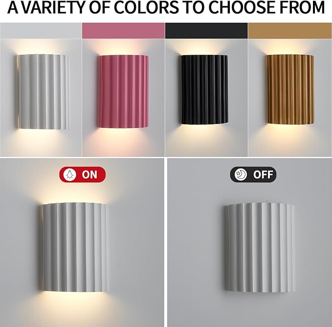 White Gypsum Modern LED Wall Sconces Wall Lighting Set of 2, Indoor Hardwired Walls Mount Light Fixtures Up Down Lamp for Hallway Bedroom Living Room Dining Room【Bulbs Included】