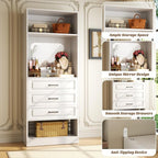 Unikito 25”Freestanding Closet System with 3 Drawers, Closets Organizer Wardrobe with Storage Shelves and Mirror, Sturdy Wood Walk-in Closet Systems for Small Closets, 25" W x 16" D x 80" H, White