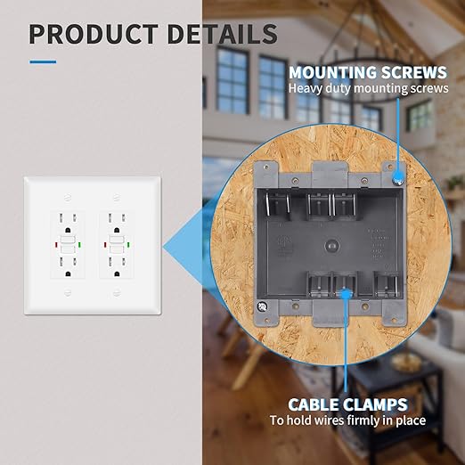 100 PK Old Work Electrical Outlet Box 2 Gang, 25 Cubic Inch Plastic Remodel Drywall Junction Boxes, ETL Listed to UL514C and UL263, Fire Rated for Two Hours