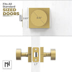 Mega Handles SUANA Privacy Door Knob for Hallway, Closet and Bathroom, Reversible Heavy Duty Design Door Knobs, Fits All Standard Door Sizes Screws Included - Satin Brass (1 Pack)