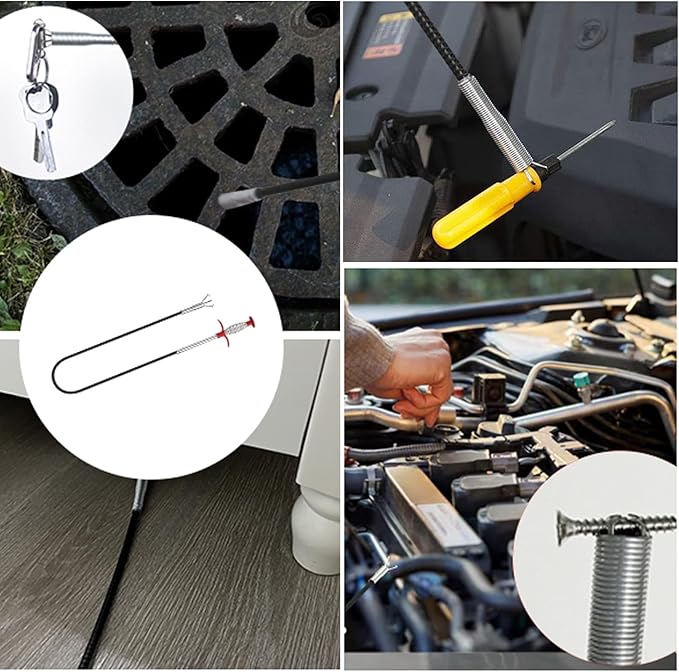 Drain Snake,76 inch Drain Clog Remover - Flexible Grabber Claw Pick Up Reacher Tool for Home Sink, Bathroom Tub,Drain, Toilet, Tight Spaces