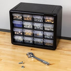 Akro-Mils 16-Drawer Plastic Drawer Storage Cabinet for Garage Organization, Beads, Makeup Organizer, Building Bricks Storage, Teacher Toolbox, 10-1/2-Inch W x 6-1/2-Inch D x 8-1/2-Inch H, 10116 Black