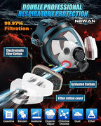 Full Face Gas Mask Respirator, Gas Masks Survival Nuclear and Chemical with 40mm Activated Carbon Filter & 6001 Filters, Respirator Mask for for Organic Vapor, Chemicals, Paint, Dust, Particles