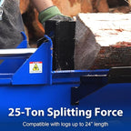 BILT HARD 25-Ton Horizontal/Vertical Towable Gas Log Splitter, Hydraulic Log Splitter with 8 HP 223cc 4-Cycle OHV Engine, 2" Ball Coupler, Safety Chains, Wood Splitter for Firewood Splitting