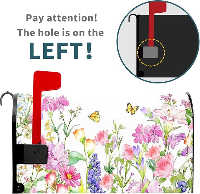 Kawani Spring Magnetic Mailbox Covers Spring Summer Watercolor Floral Butterfly Mailbox Covers Magnetic Standard Size 21x18 Inch Rustic Flower Post Letter Box Cover for Garden Yard Decor