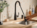 Moen Essie Matte Black MotionSense Wave One-Handle Touchless Kitchen Faucet with Pulldown Sprayer and Soap Dispenser, 87014EWBL