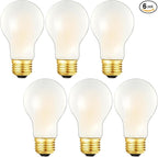 A19 Frosted Vintage LED Edison Bulbs 40W, E26 Dimmable LED Filament Light Bulbs, 3000K Soft White,4W Equivalent 40W,400LM, AC120V, A19 Frosted Light Bulbs with 90 CRI,6Pack