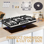 36 Inch Gas Cooktop, Propane Stove Top with 5 ITALY SABAF Sealed Burners 41,800BTU, NG/LPG Convertible Built-in Stainless Steel Stovetop with Thermocouple Protection for Rvs Kitchen Outdoor