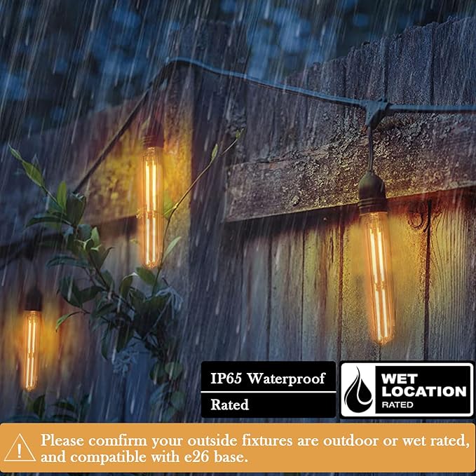 7.3 Inch E26 Led Bulb 6W Dimmable, 2200K Amber White Vintage Edison Bulbs, Equal 80 Watt T10 T9 Long Tubular Glass Light Bulb 800LM for Rustic Pendant Pipe Wall Sconces - UL Cert 6Pack