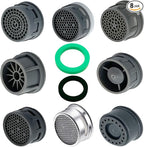 Faucet Aerator 2.2 GPM Plugin Restrictor Replacement Parts For Bathroom or Kitchen Plug-In Aerator (8 Sets With Gasket)