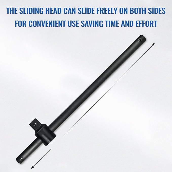 1" T-Handle Sliding Wrench Breaker Bar, 19.7 Inch Heavy Duty Steel Drive Socket Hand Tool, Gifts for Men & Dad