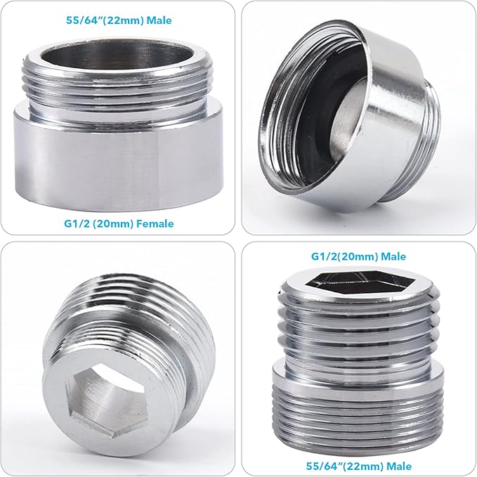 Faucet Diverter Valve with Aerator, 3-Way Diverter Valve for Hand Held Shower, Sink Faucet Splitter for Kitchen and Bathroom, with M22/M24/M26/F28/G1/2" Adapters