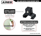 ARES 60045-3-Piece 17-Inch Green Aluminum Socket Rail Set - 1/4-Inch, 3/8-Inch, and 1/2-Inch Drive Socket Organizers Hold 48 Sockets
