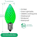 Meconard C7 Led Replacement Christmas Light Bulbs, C7 Shatterproof Led Bulbs for Christmas Indoor Outdoor String Lights, E12 Candelabra Base, Commercial Grade Holiday Light Bulbs, Green, 25 Pack