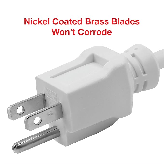 Clear Power 35 ft Indoor/Outdoor Extension Cord 16/3 SJTW, White, Water & Weather Resistant, Flame Retardant, 3 Prong Grounded Plug, CP10207