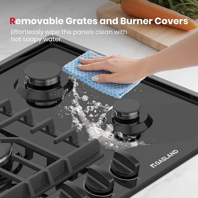 GASLAND 36 Inch Gas Cooktop 5 Burner, PRO GH2365EF, Built-in NG/LPG Convertible Stovetops, Gas Countertop Plug-in with Thermocouple Protection, Black