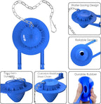 2-Pack Universal 2" Toilet Flapper Replacement Kit - Durable Rubber & Stainless Steel Chain (Blue)