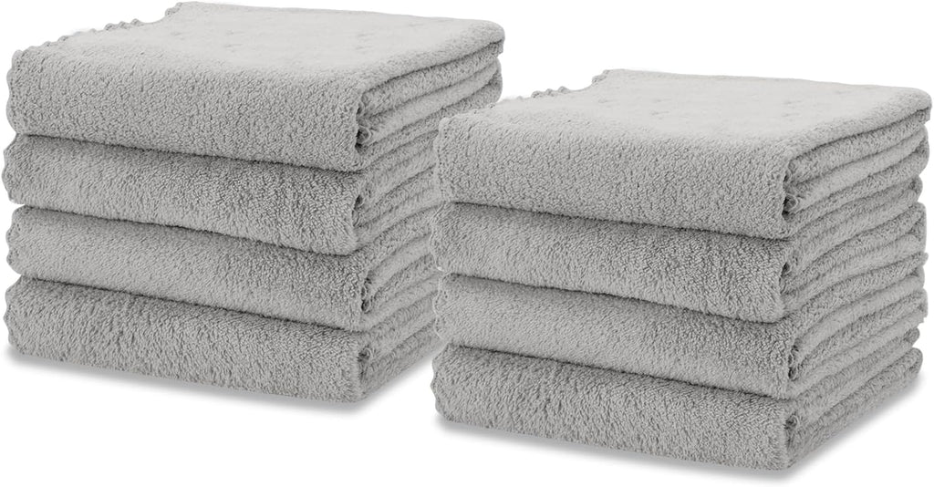 kimteny Kitchen Cloth Dish Towels, 13x28 Inches Premium Dishcloths, Super Absorbent Coral Velvet Microfiber Cleaning Cloths, Fast Drying Rags for Washing Dishes (13x28-8 Pack, Grey)