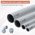Liquid-Tight Conduit 100 ft and 10 Pieces of Connector Kit, Electrical Conduit 3/4 100ft w/UL Certification, Flexible Conduit with 5 Straight and 5 90-Degree Conduit Connector Fittings