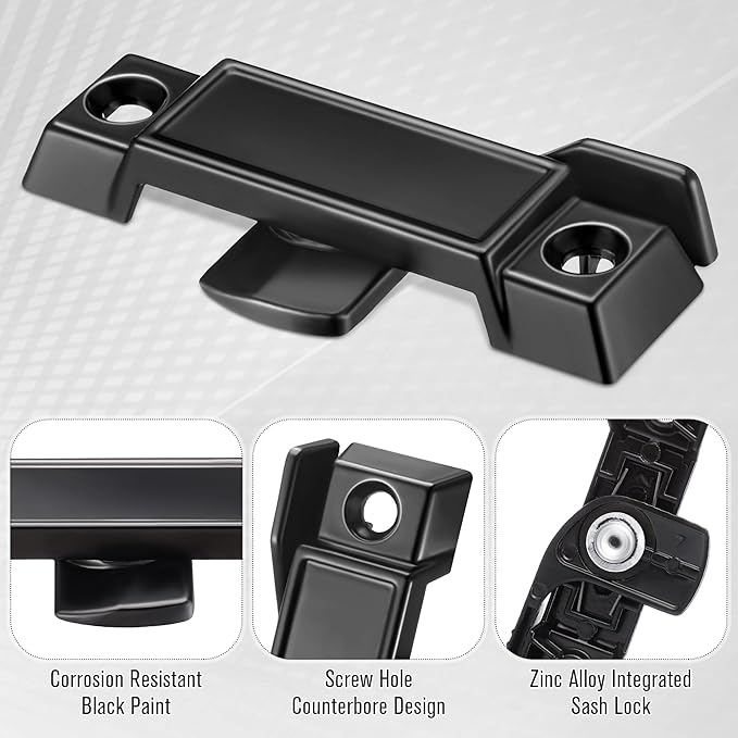 Saillong Replacement Sash Lock Compatible with Prime-line F 2590 for Vertical & Horizontal Sliding Windows, 2-1/4” Mounting Hole Centers, Broken Sash Locks for Additional Home Security(Black,6 Pack)