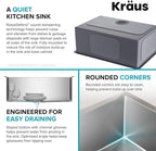 KRAUS Standart PRO 28-inch 16 Gauge Undermount Single Bowl Stainless Steel Kitchen Sink, KHU100-28