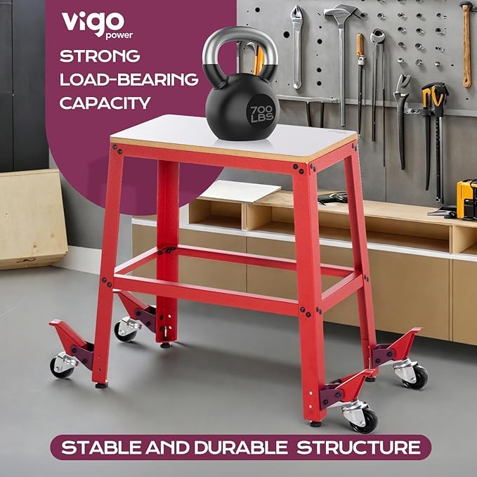 Universal Planer Stand with Wheels｜Heavy-Duty 700 lbs Tool Stand for Drill Press, Table Saw, Thickness Planer, Miter Saw｜Smooth Locking Pedal, MDF Top, Durable Metal Frame for Woodworking & Garage